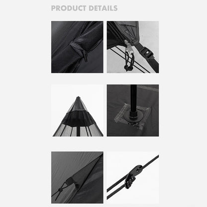 BLACKDOG BD-ZP003 Outdoor Portable Tent Hexagonal Pyramid Folding Tent Large Space Nature Hiking Camping Tourist Dinner Picnic Tent for 3-4 People