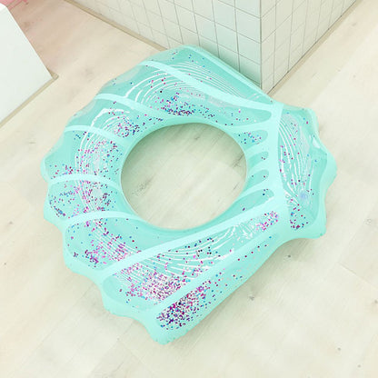 100*110cm PVC Swim Ring Inflatable Sequins Shell Shape Water Float for Children Adults