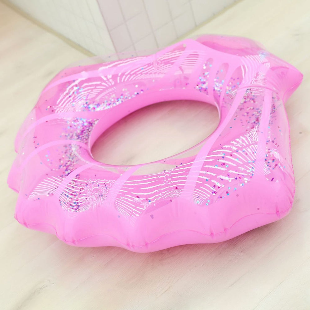 100*110cm PVC Swim Ring Inflatable Sequins Shell Shape Water Float for Children Adults