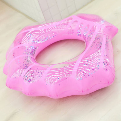 100*110cm PVC Swim Ring Inflatable Sequins Shell Shape Water Float for Children Adults