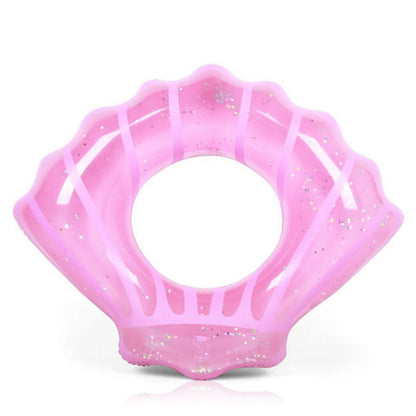 100*110cm PVC Swim Ring Inflatable Sequins Shell Shape Water Float for Children Adults
