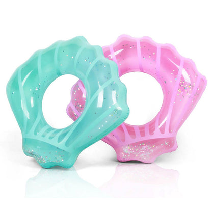 100*110cm PVC Swim Ring Inflatable Sequins Shell Shape Water Float for Children Adults