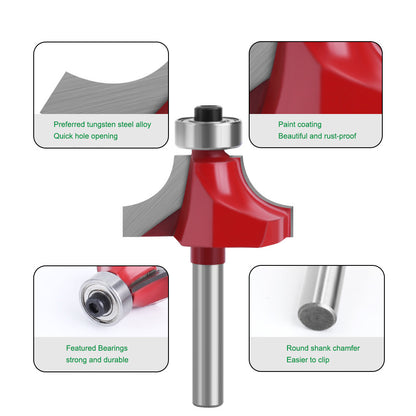MC01035S29 1-1 / 8" Width Milling Cutter Router Bit 1 / 4 Inch Shank Round Over Bit Woodworking Cutter Tool