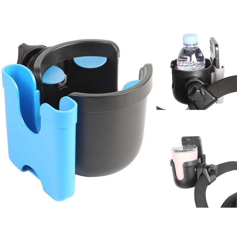 J4077 2-in-1 Universal Stroller Cup Holder Multi-function Bottle Holder with Mobile Phone Holder for Shopping Walking Stroller Accessories