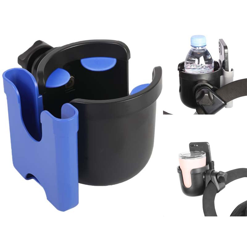 J4077 2-in-1 Universal Stroller Cup Holder Multi-function Bottle Holder with Mobile Phone Holder for Shopping Walking Stroller Accessories
