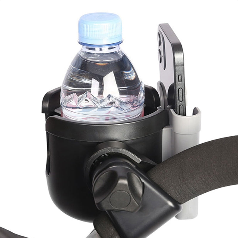 J4077 2-in-1 Universal Stroller Cup Holder Multi-function Bottle Holder with Mobile Phone Holder for Shopping Walking Stroller Accessories