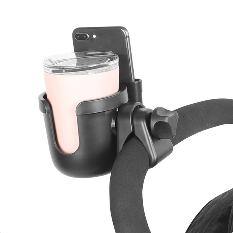 J4077 2-in-1 Universal Stroller Cup Holder Multi-function Bottle Holder with Mobile Phone Holder for Shopping Walking Stroller Accessories