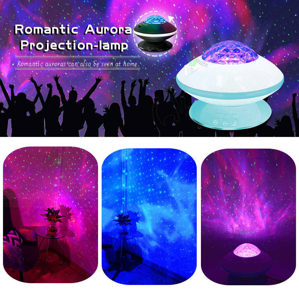012-2081 LED Starry Sky Projector Ocean Wave 360Â° Rotatable Night Light Room Party Decor