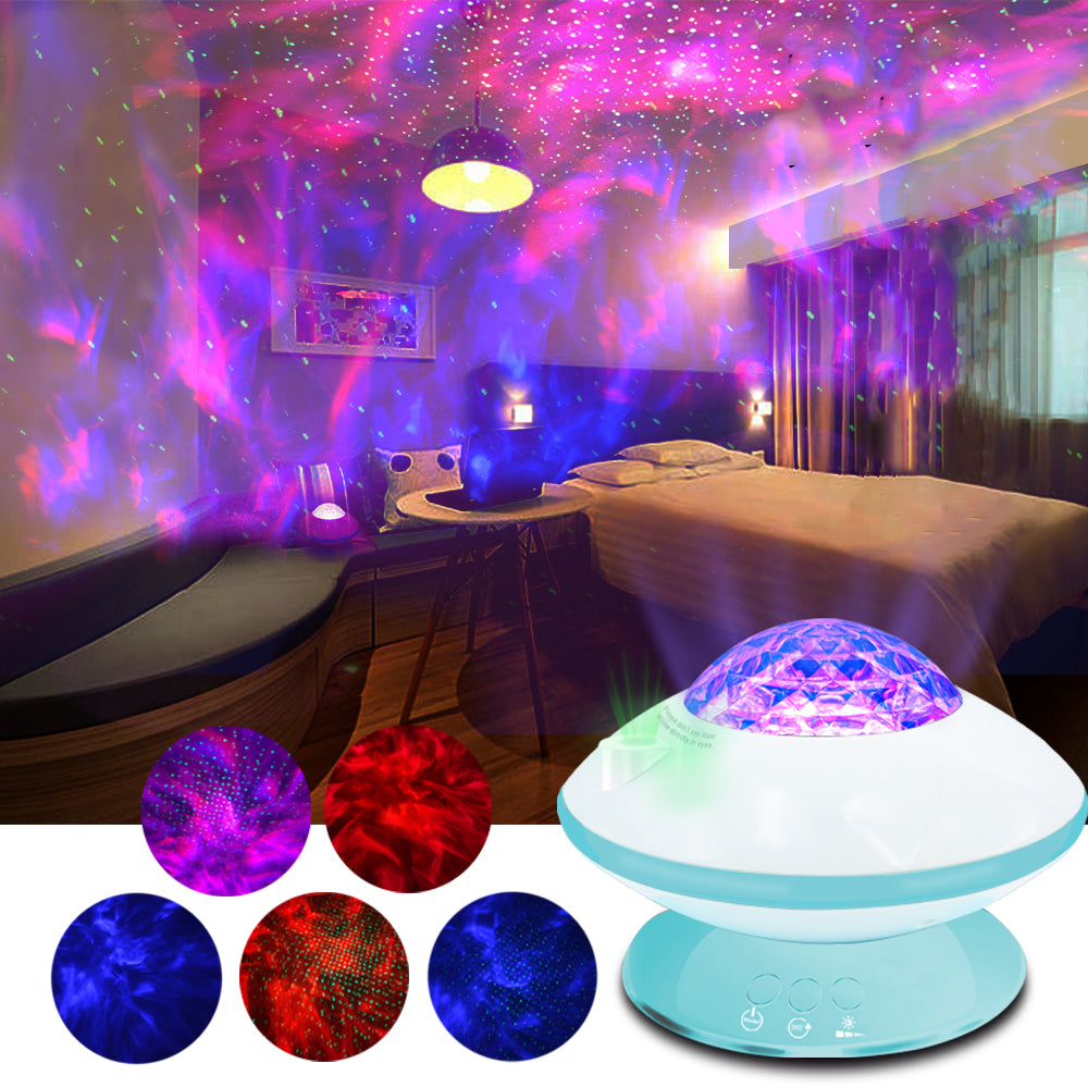 012-2081 LED Starry Sky Projector Ocean Wave 360Â° Rotatable Night Light Room Party Decor
