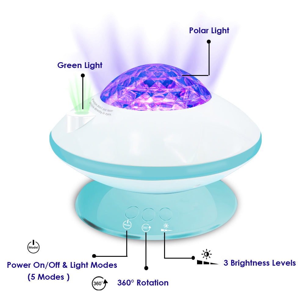 012-2081 LED Starry Sky Projector Ocean Wave 360Â° Rotatable Night Light Room Party Decor