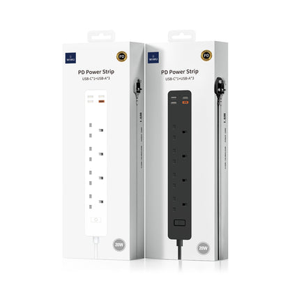 WIWU U02 Power Strip PD 20W Fast Charging Desktop Charging Station with USB A and USB C Ports, UK Plug