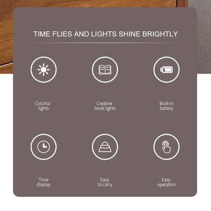Y1 Creative Book-shaped Light Alarm Clock Time Display USB Rechargeable Smart Alarm Clock