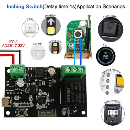 1 Channel WiFi Relay Tuya Smart Switch Module APP Remote Control DIY Inching Self-Locking Work with Alexa Google Home