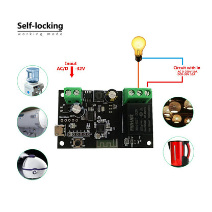 1 Channel WiFi Relay Tuya Smart Switch Module APP Remote Control DIY Inching Self-Locking Work with Alexa Google Home