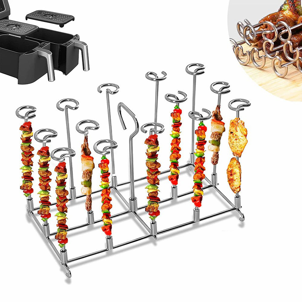 Air Fryer Rack Skewer Stand Compatible with Ninja Foodi DZ201, Stainless Steel Dehydration Rack, Size XL (FDA Certified, BPA-free)