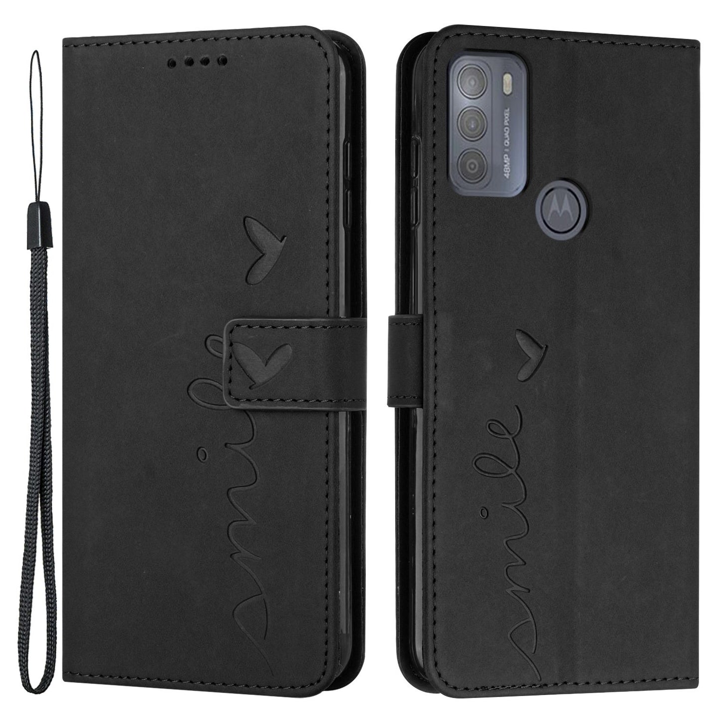 Heart Shape Imprinted Leather Case for Motorola Moto G50 4G, Skin-touch Stand Wallet Drop-proof Phone Cover