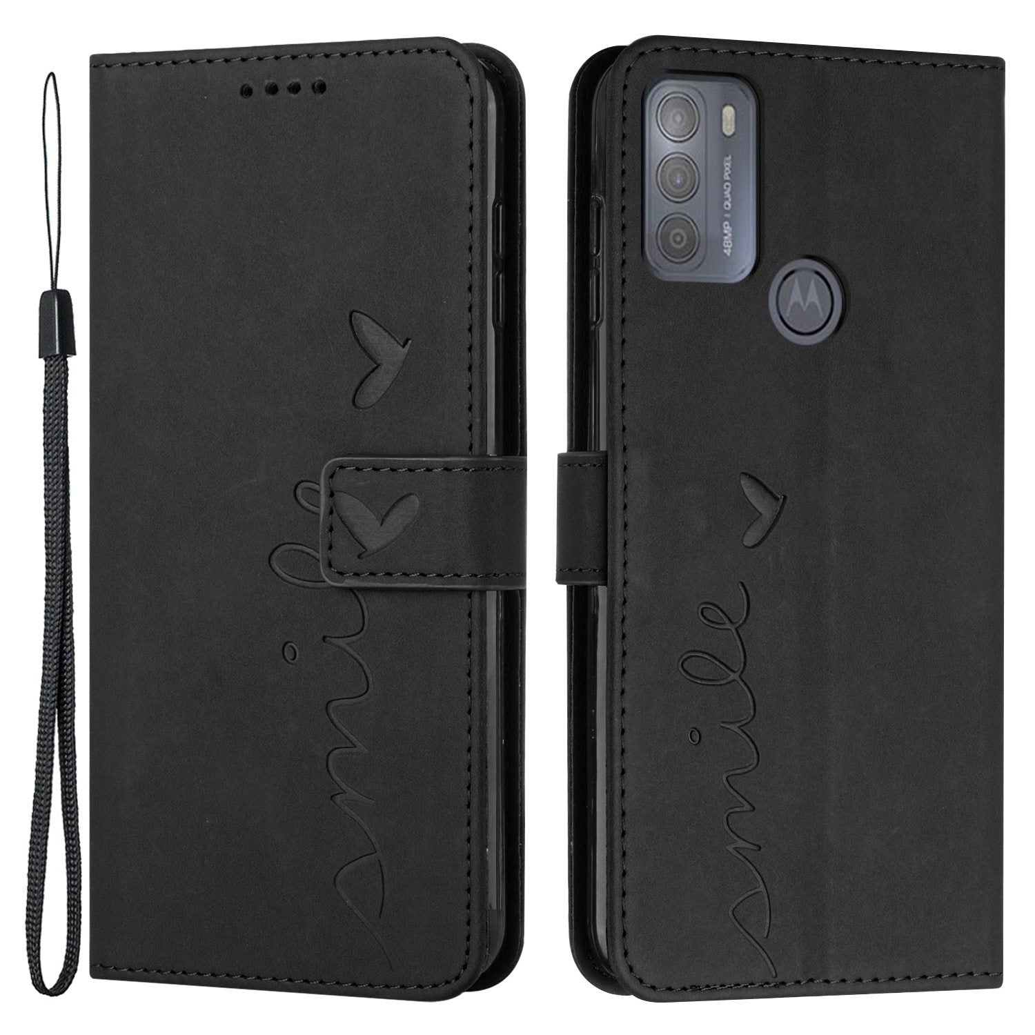 Heart Shape Imprinted Leather Case for Motorola Moto G50 4G, Skin-touch Stand Wallet Drop-proof Phone Cover