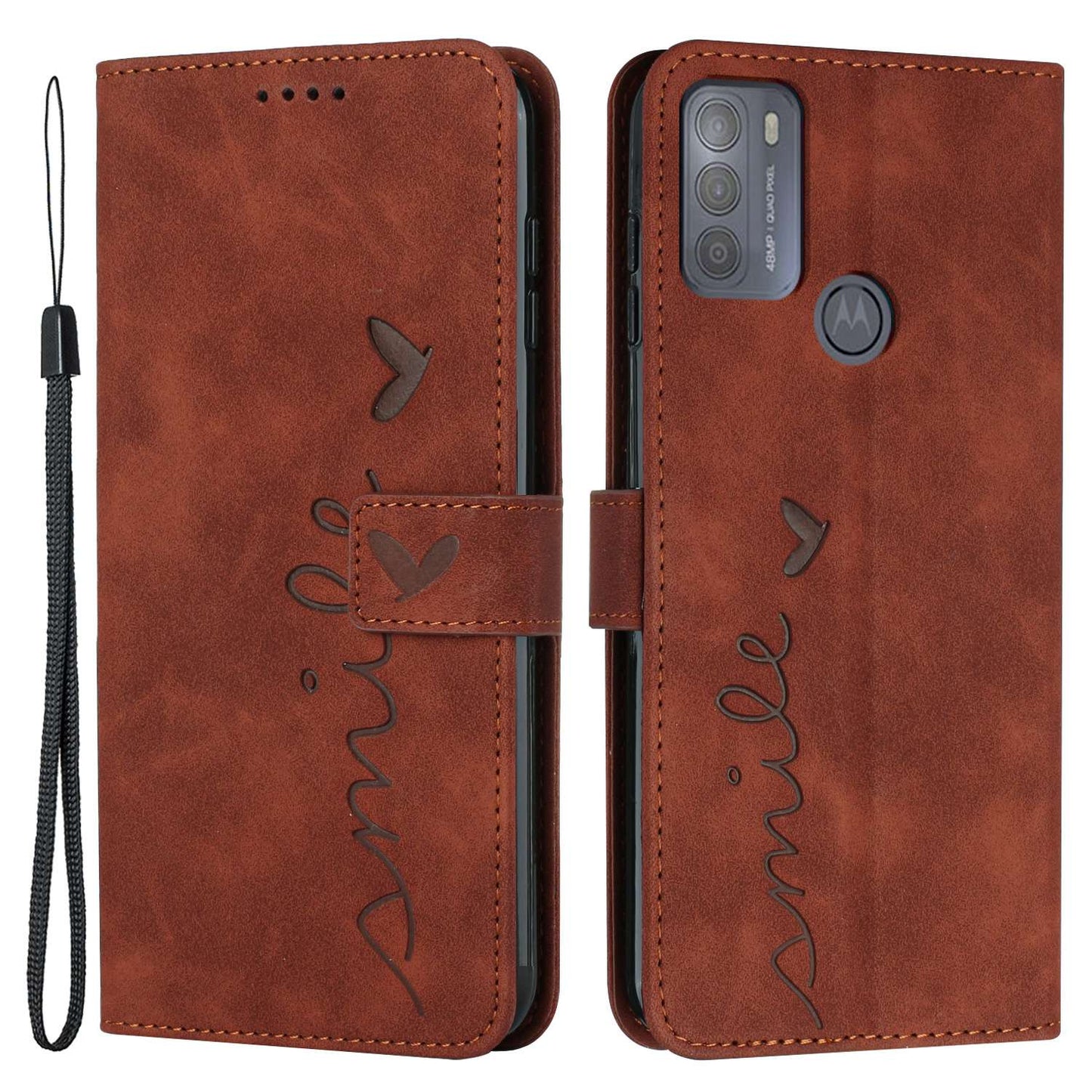 Heart Shape Imprinted Leather Case for Motorola Moto G50 4G, Skin-touch Stand Wallet Drop-proof Phone Cover