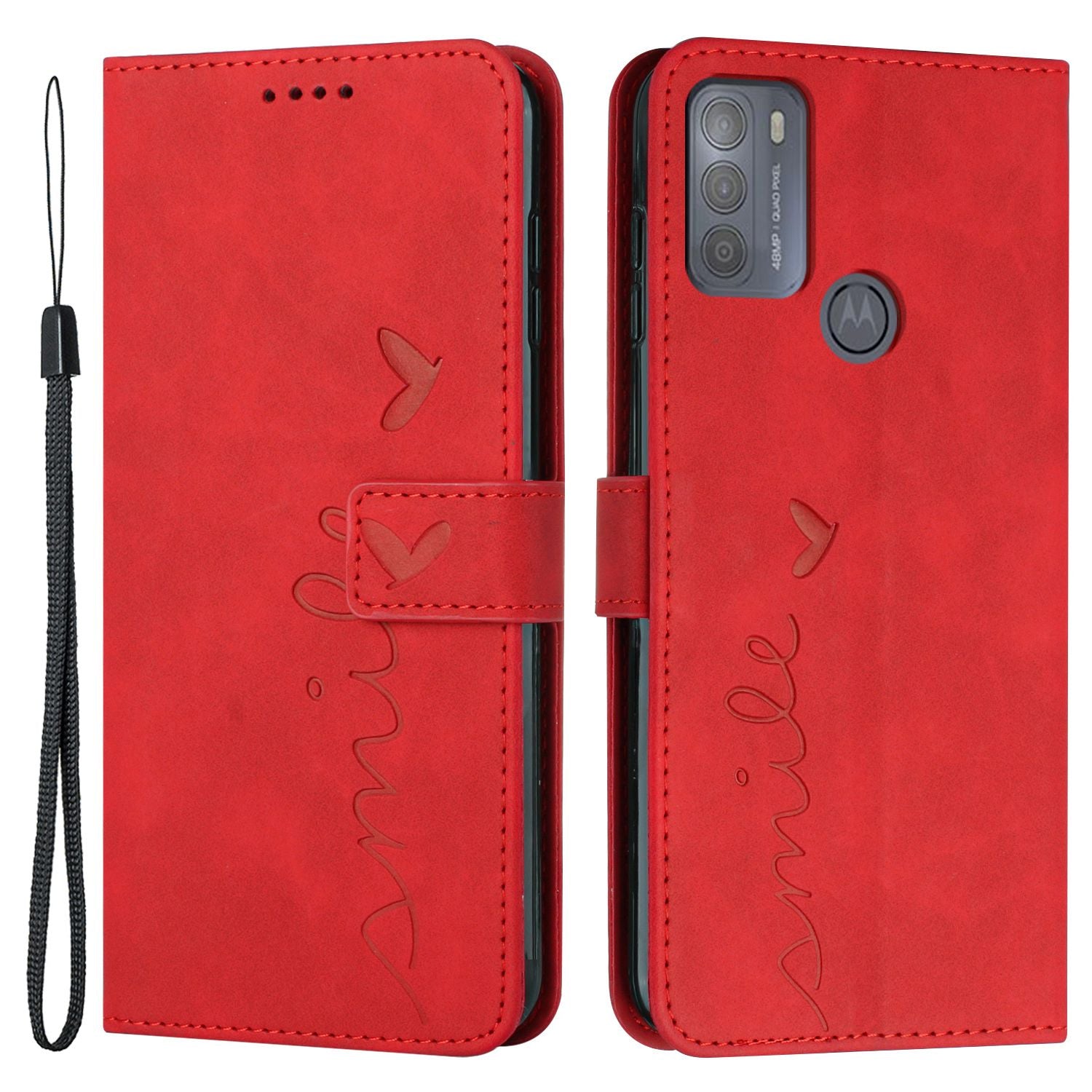 Heart Shape Imprinted Leather Case for Motorola Moto G50 4G, Skin-touch Stand Wallet Drop-proof Phone Cover