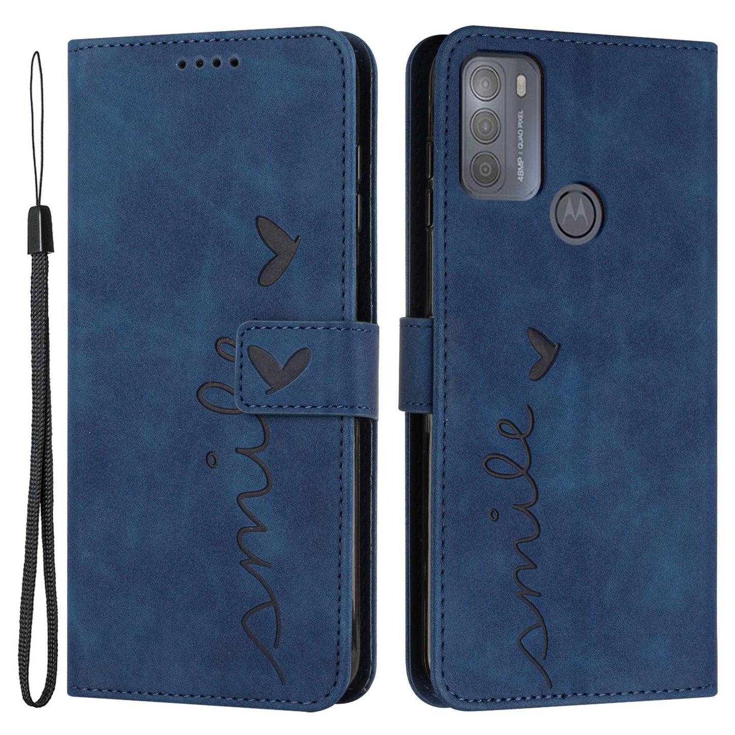 Heart Shape Imprinted Leather Case for Motorola Moto G50 4G, Skin-touch Stand Wallet Drop-proof Phone Cover