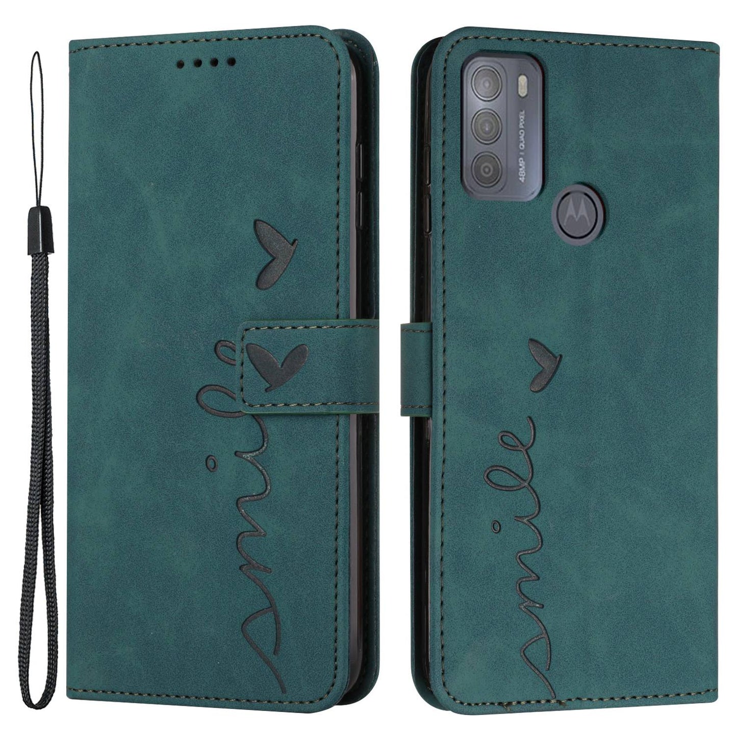 Heart Shape Imprinted Leather Case for Motorola Moto G50 4G, Skin-touch Stand Wallet Drop-proof Phone Cover
