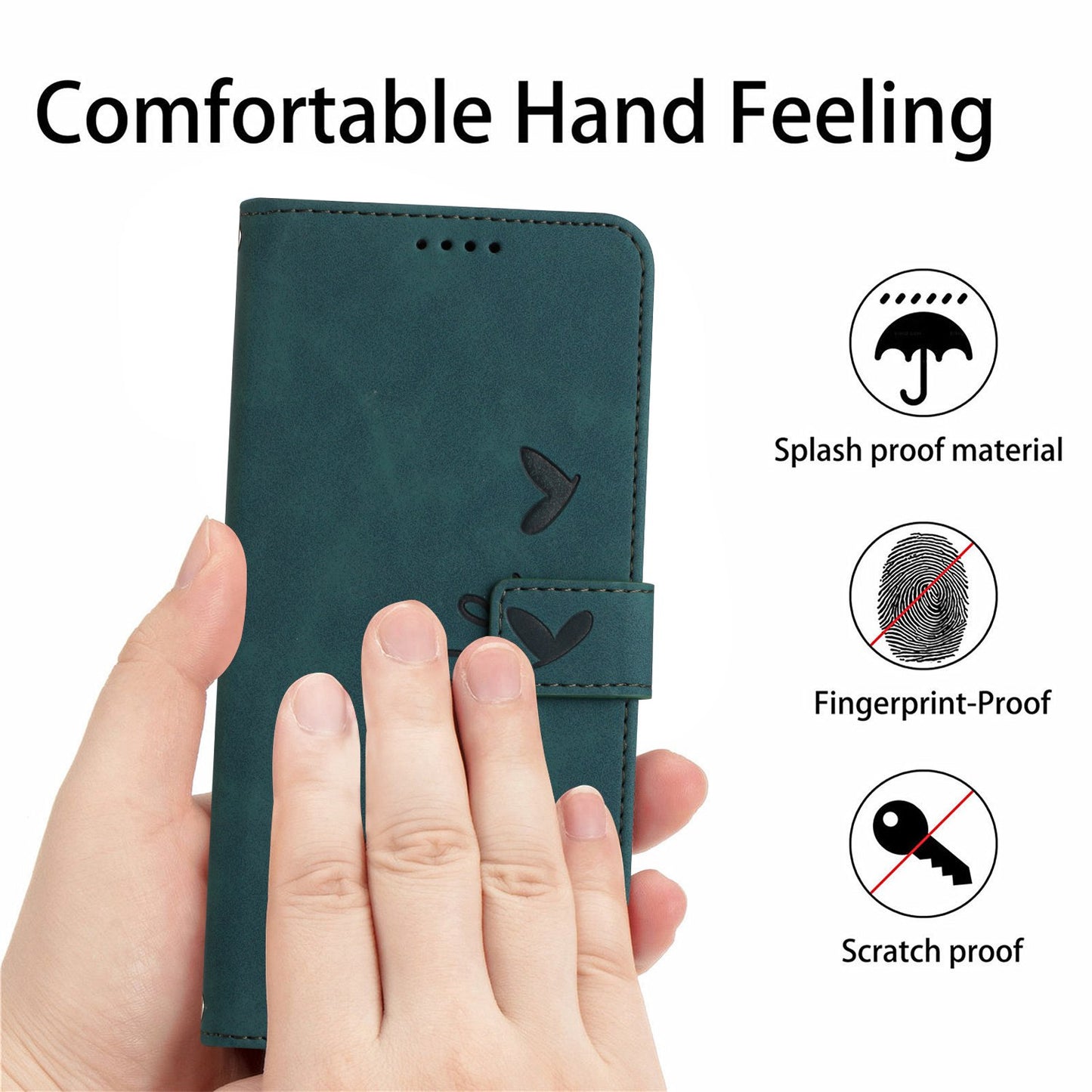 Heart Shape Imprinted Leather Case for Motorola Moto G50 4G, Skin-touch Stand Wallet Drop-proof Phone Cover