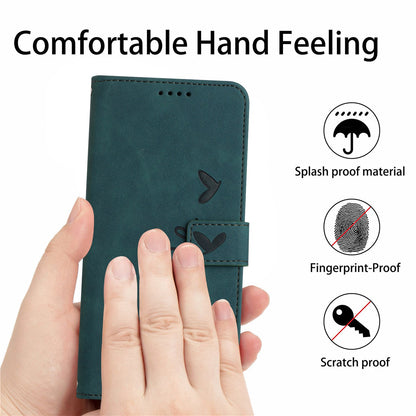 Heart Shape Imprinted Leather Case for Motorola Moto G50 4G, Skin-touch Stand Wallet Drop-proof Phone Cover