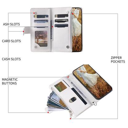 005 Smartphone Cover for Samsung Galaxy S20 FE 2022 / S20 Lite / S20 FE 5G / 4G, Handy Strap Rhombus Grid Textured PU Leather Zipper Pocket Stand Wallet Case