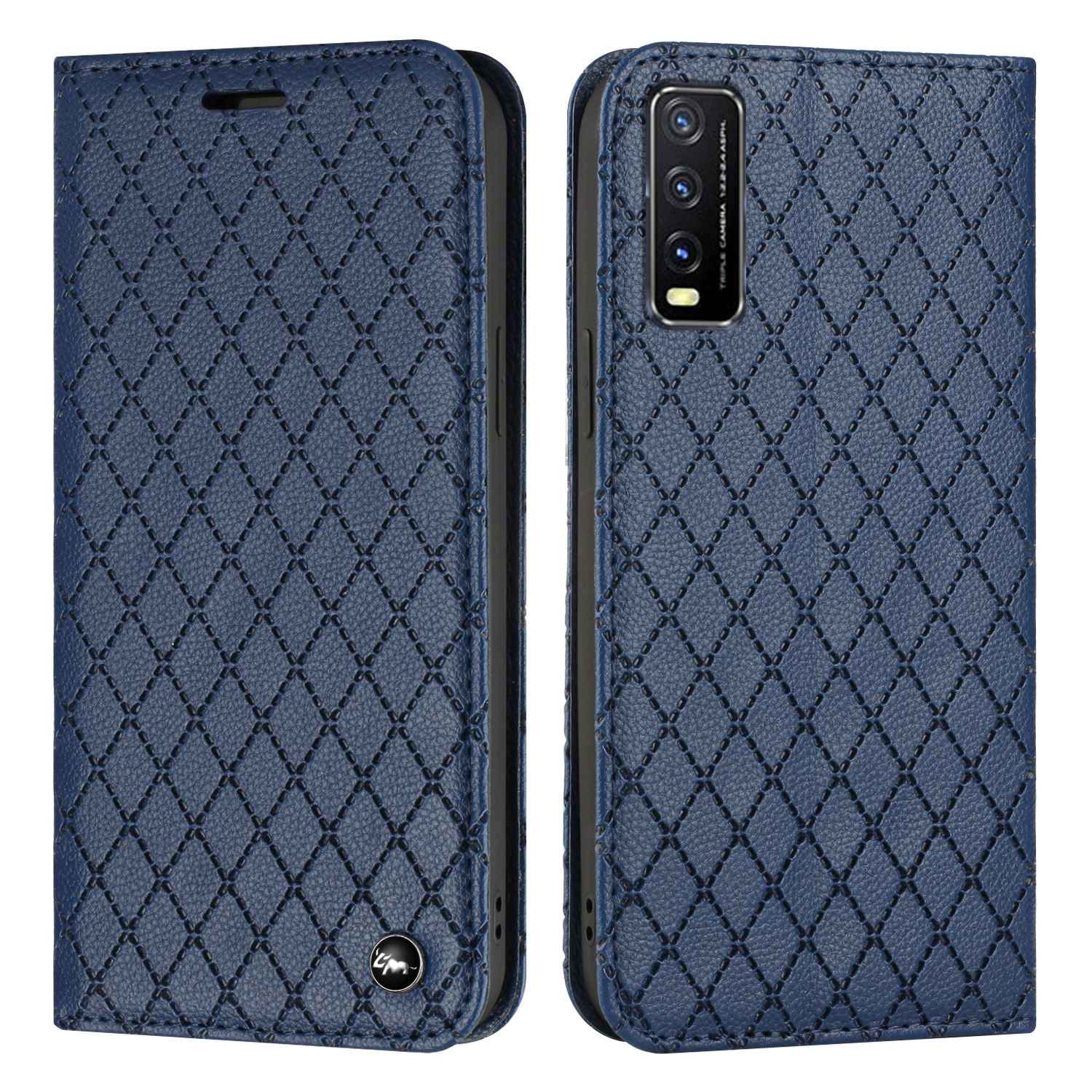 For vivo Y30 /  Y20 / Y20i / Y20s / iQOO U1x / Y20G / Y20 2021 / Y11s / Y12a / Y12s 2021 / Y30g / Y20A Shockproof Flip Wallet Case with Rhombus Pattern