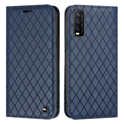 For vivo Y30 /  Y20 / Y20i / Y20s / iQOO U1x / Y20G / Y20 2021 / Y11s / Y12a / Y12s 2021 / Y30g / Y20A Shockproof Flip Wallet Case with Rhombus Pattern