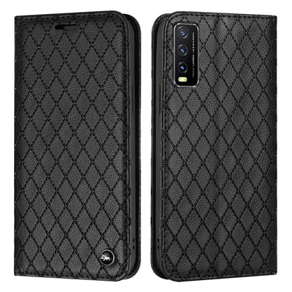 For vivo Y30 /  Y20 / Y20i / Y20s / iQOO U1x / Y20G / Y20 2021 / Y11s / Y12a / Y12s 2021 / Y30g / Y20A Shockproof Flip Wallet Case with Rhombus Pattern