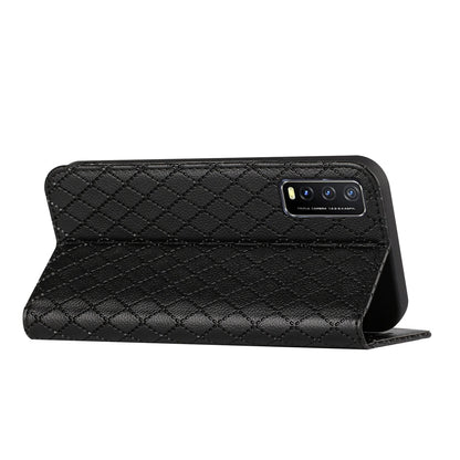For vivo Y30 /  Y20 / Y20i / Y20s / iQOO U1x / Y20G / Y20 2021 / Y11s / Y12a / Y12s 2021 / Y30g / Y20A Shockproof Flip Wallet Case with Rhombus Pattern