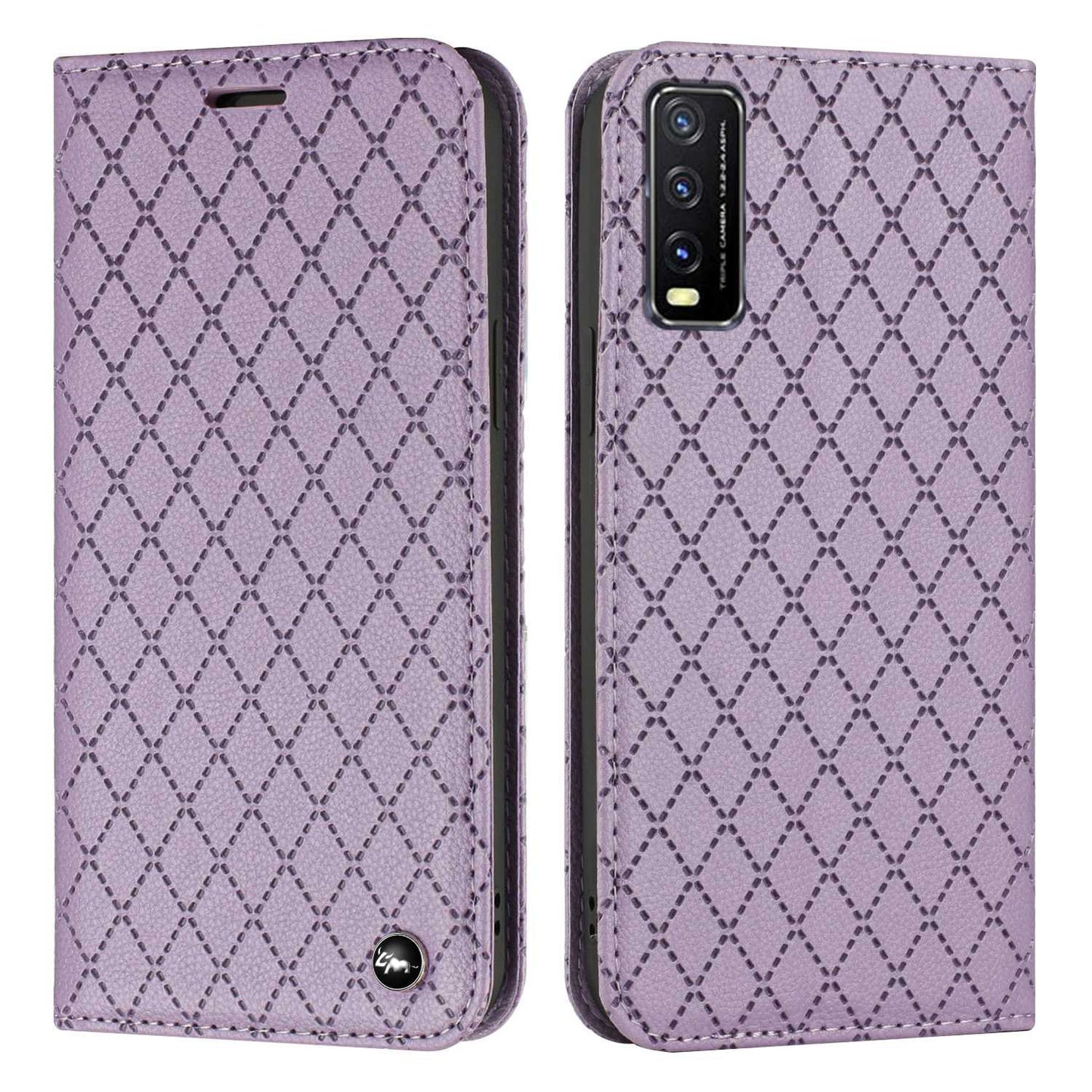 For vivo Y30 /  Y20 / Y20i / Y20s / iQOO U1x / Y20G / Y20 2021 / Y11s / Y12a / Y12s 2021 / Y30g / Y20A Shockproof Flip Wallet Case with Rhombus Pattern