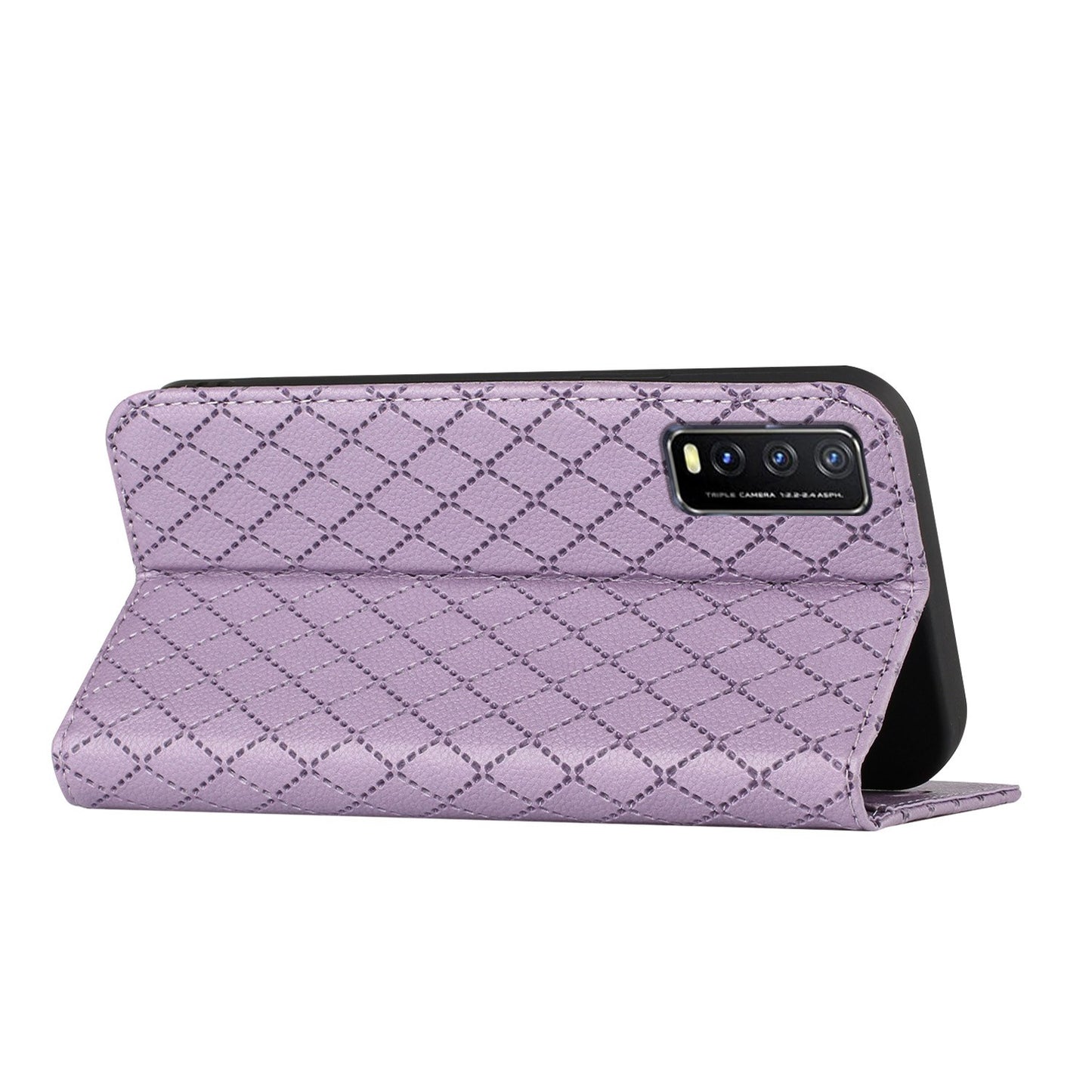 For vivo Y30 /  Y20 / Y20i / Y20s / iQOO U1x / Y20G / Y20 2021 / Y11s / Y12a / Y12s 2021 / Y30g / Y20A Shockproof Flip Wallet Case with Rhombus Pattern