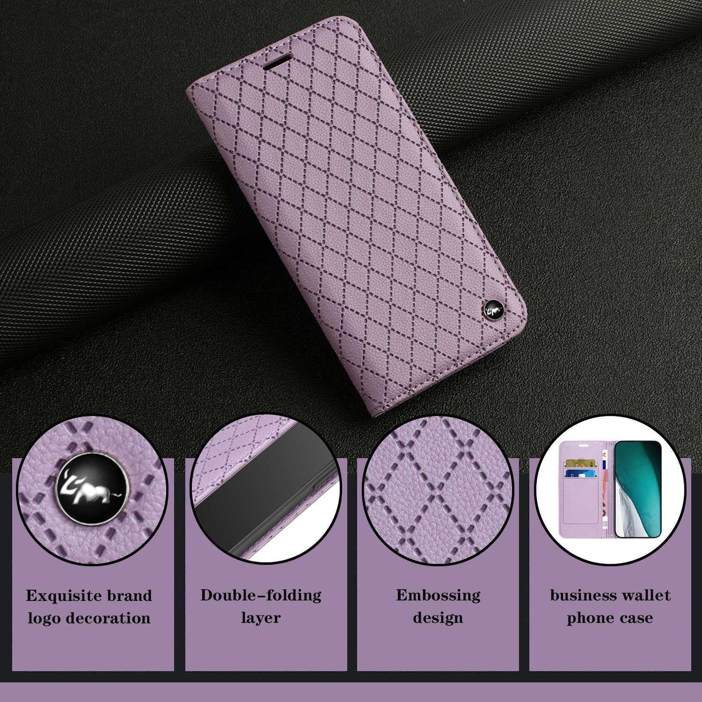 For vivo Y30 /  Y20 / Y20i / Y20s / iQOO U1x / Y20G / Y20 2021 / Y11s / Y12a / Y12s 2021 / Y30g / Y20A Shockproof Flip Wallet Case with Rhombus Pattern
