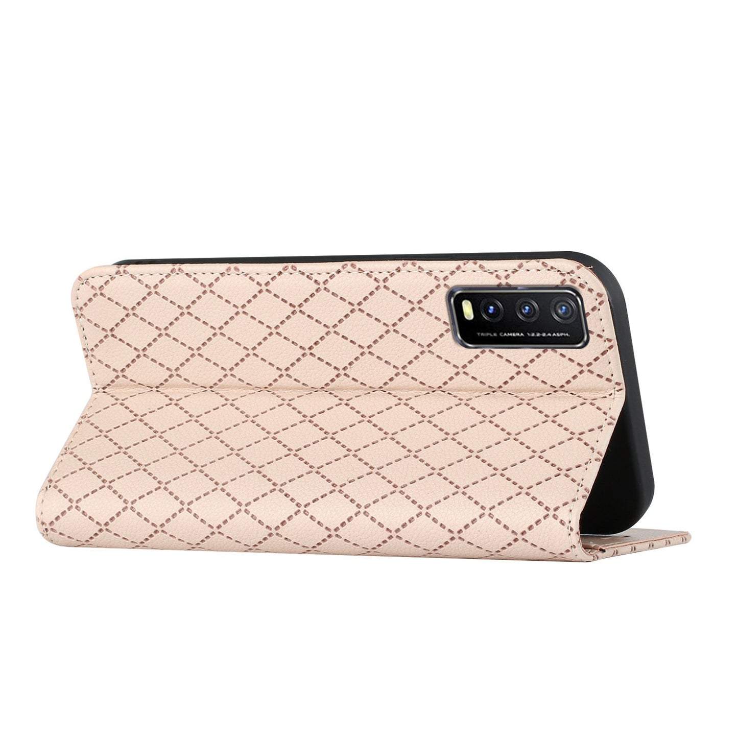 For vivo Y30 /  Y20 / Y20i / Y20s / iQOO U1x / Y20G / Y20 2021 / Y11s / Y12a / Y12s 2021 / Y30g / Y20A Shockproof Flip Wallet Case with Rhombus Pattern