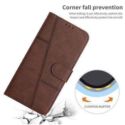 For Xiaomi Poco M4 5G Mobile Phone Case Bag Simple Style Imprinted Stitching Stand PU Leather Phone Cover Wallet with Strap