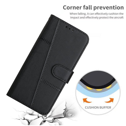 For Xiaomi Poco M4 5G Mobile Phone Case Bag Simple Style Imprinted Stitching Stand PU Leather Phone Cover Wallet with Strap
