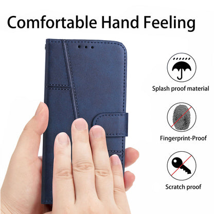 For Xiaomi Poco M4 5G Mobile Phone Case Bag Simple Style Imprinted Stitching Stand PU Leather Phone Cover Wallet with Strap