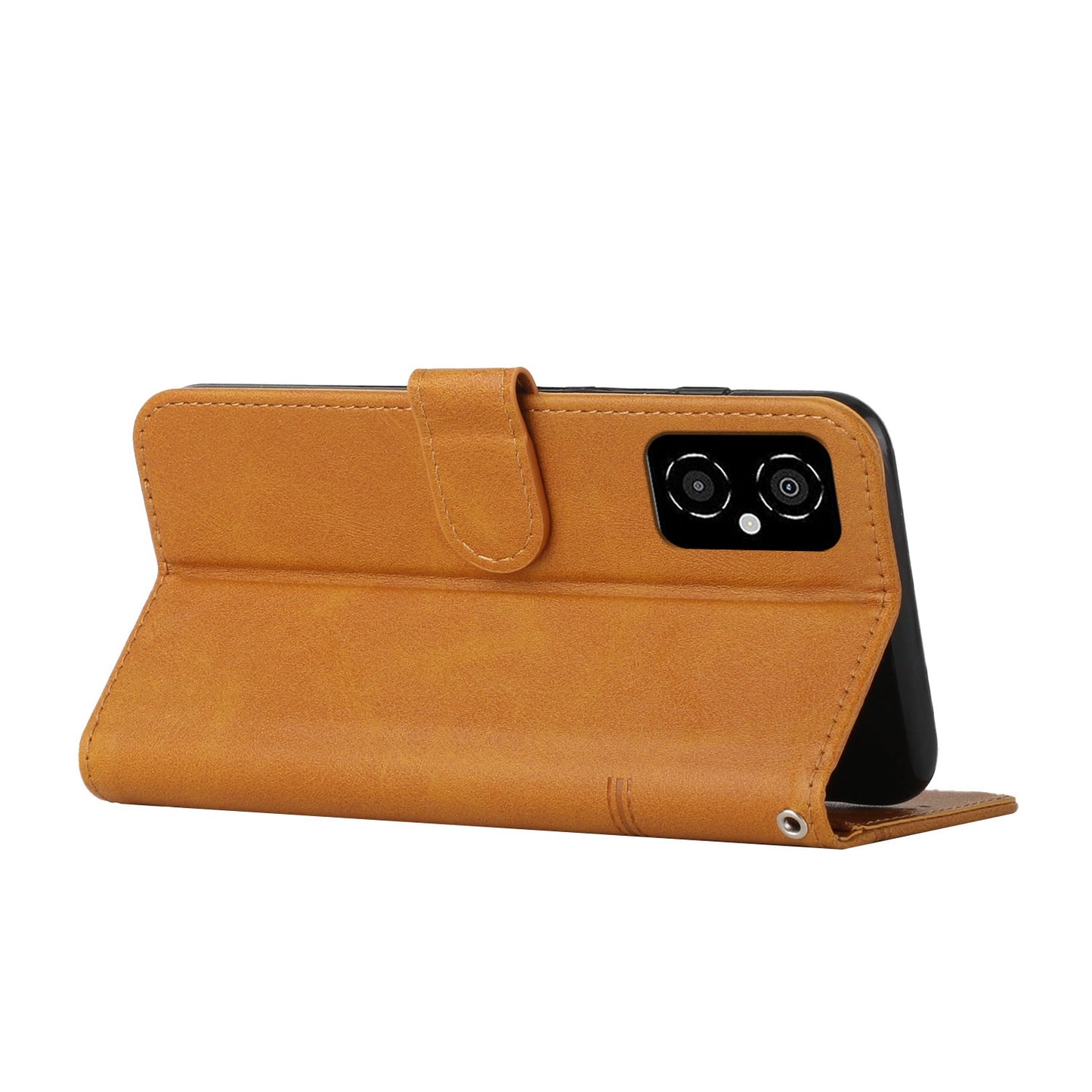 For Xiaomi Poco M4 5G Mobile Phone Case Bag Simple Style Imprinted Stitching Stand PU Leather Phone Cover Wallet with Strap