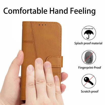 For Xiaomi Poco M4 5G Mobile Phone Case Bag Simple Style Imprinted Stitching Stand PU Leather Phone Cover Wallet with Strap