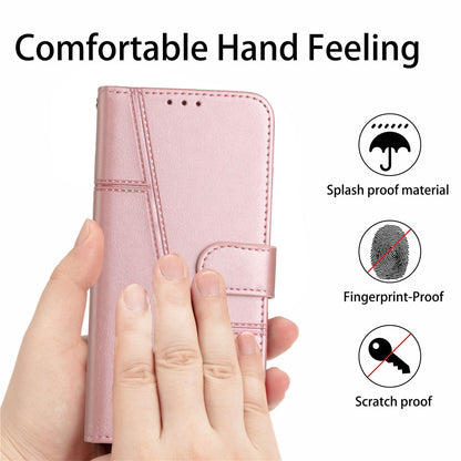 For Xiaomi Poco M4 5G Mobile Phone Case Bag Simple Style Imprinted Stitching Stand PU Leather Phone Cover Wallet with Strap