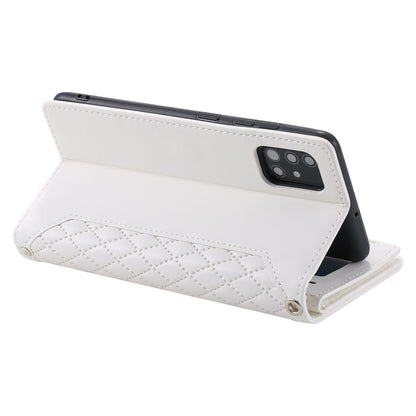 005 Style For Samsung Galaxy A71 4G SM-A715, PU Leather Anti-wear Rhombus Texture Phone Case Zipper Pocket Wallet Stand Protector with Strap