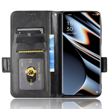 For Oppo Find X5 Pro 5G Triangle Pattern Imprinted Magnetic Phone Case Stand Wallet Style Anti-fall Leather Shell with Strap
