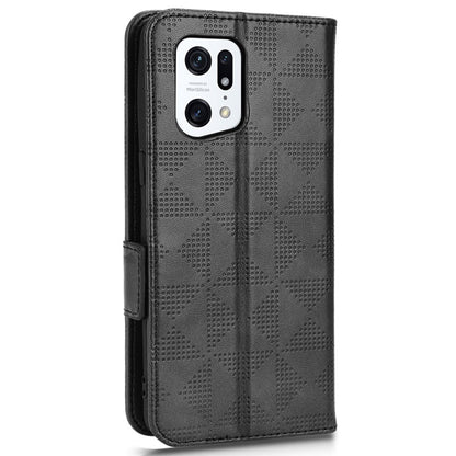For Oppo Find X5 Pro 5G Triangle Pattern Imprinted Magnetic Phone Case Stand Wallet Style Anti-fall Leather Shell with Strap