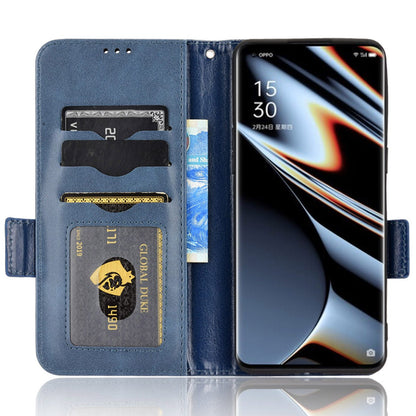 For Oppo Find X5 Pro 5G Triangle Pattern Imprinted Magnetic Phone Case Stand Wallet Style Anti-fall Leather Shell with Strap