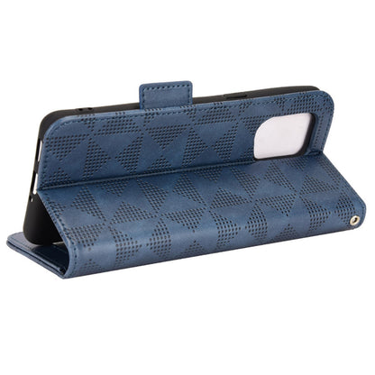 For Oppo Find X5 Pro 5G Triangle Pattern Imprinted Magnetic Phone Case Stand Wallet Style Anti-fall Leather Shell with Strap