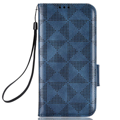 For Oppo Find X5 Pro 5G Triangle Pattern Imprinted Magnetic Phone Case Stand Wallet Style Anti-fall Leather Shell with Strap