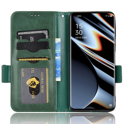 For Oppo Find X5 Pro 5G Triangle Pattern Imprinted Magnetic Phone Case Stand Wallet Style Anti-fall Leather Shell with Strap