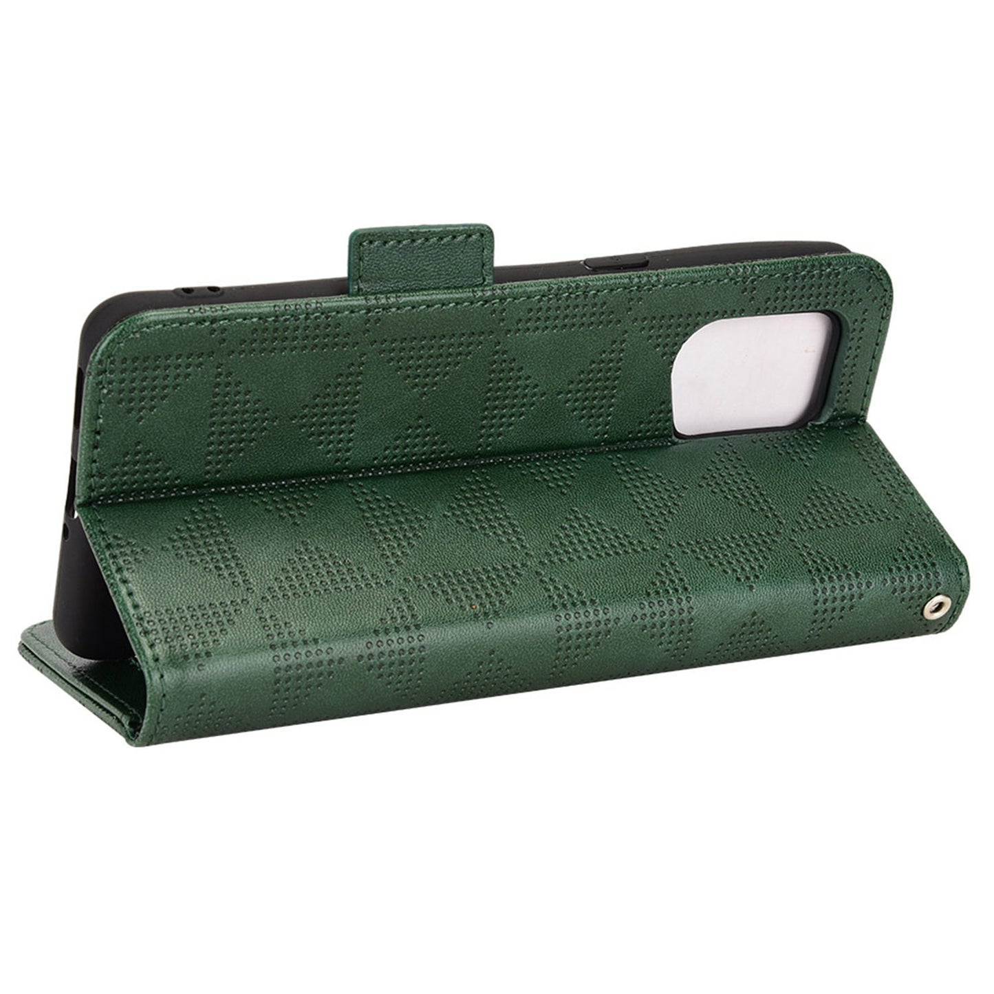 For Oppo Find X5 Pro 5G Triangle Pattern Imprinted Magnetic Phone Case Stand Wallet Style Anti-fall Leather Shell with Strap